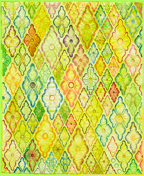 Art Quilt CITY IN GREEN by Melody Crust