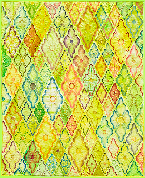 Art Quilt CITY IN GREEN by Melody Crust